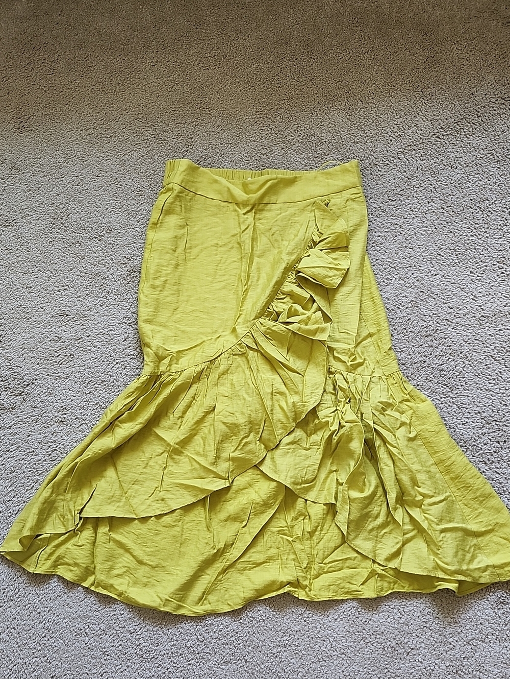 Bright Chartreuse Ruffle Madi Skirt | L